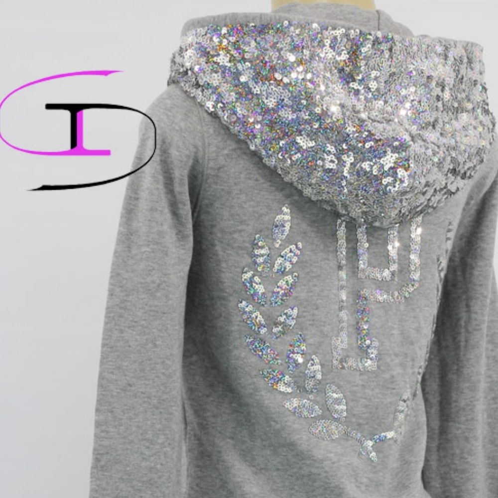 NWT VICTORIA'S SECRET PINK SEQUINS ZIP UP HOODIE R